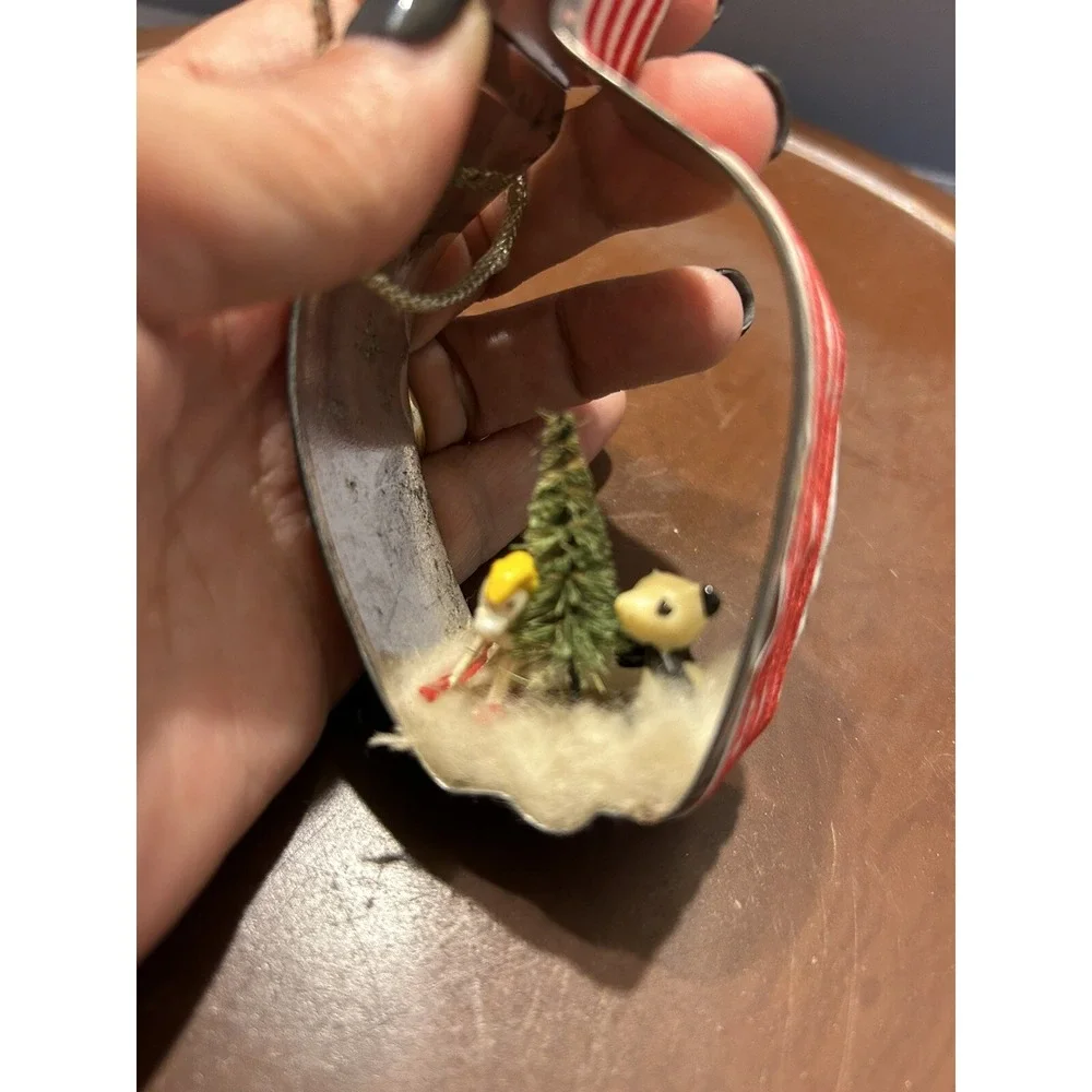 Vintage Diorama Christmas Holiday Ornament Tree Toys Kitschy Cookie Cutter 3D
